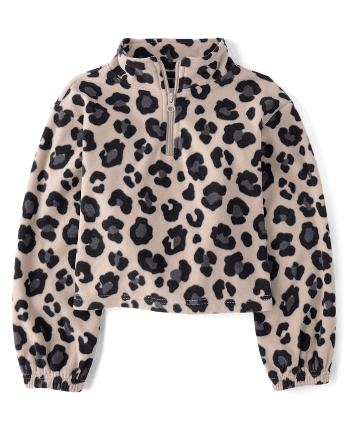 Girls Print Microfleece Half Zip Pullover
