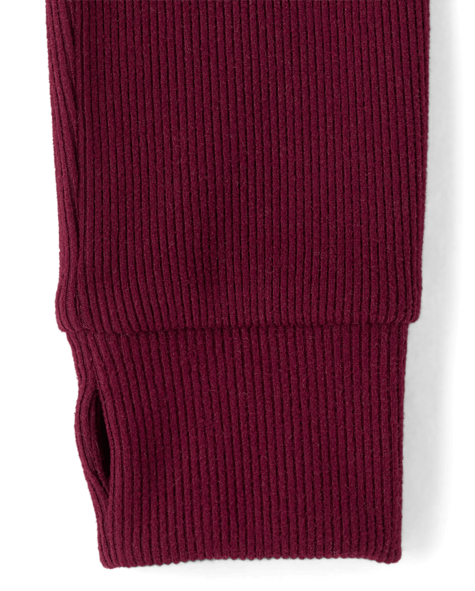 Girls Sueded Rib Henley Top