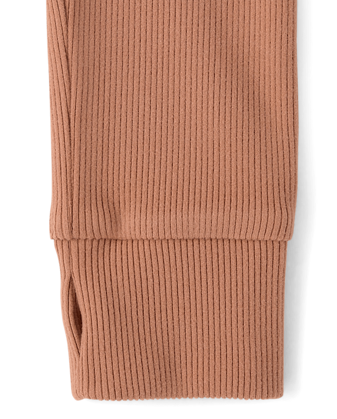 Girls Sueded Rib Henley Top