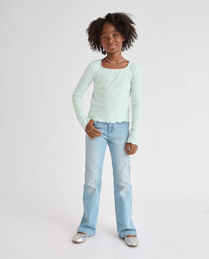 Girls Rhinestone Flare Jeans