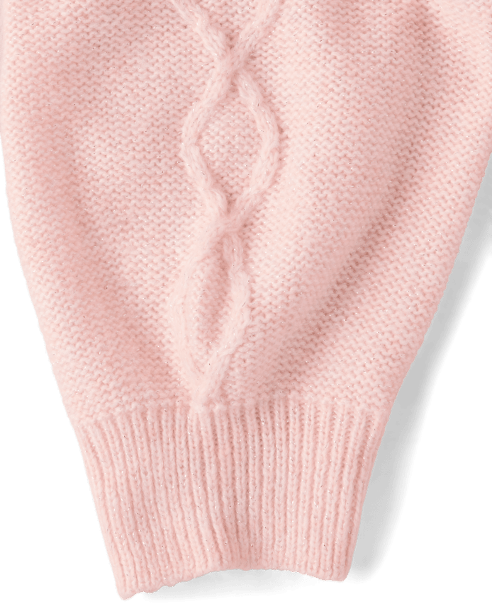 Girls Faux Pearl Cable Knit Cropped Sweater