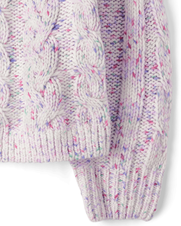 Girls Rainbow Cable Knit Cropped Sweater