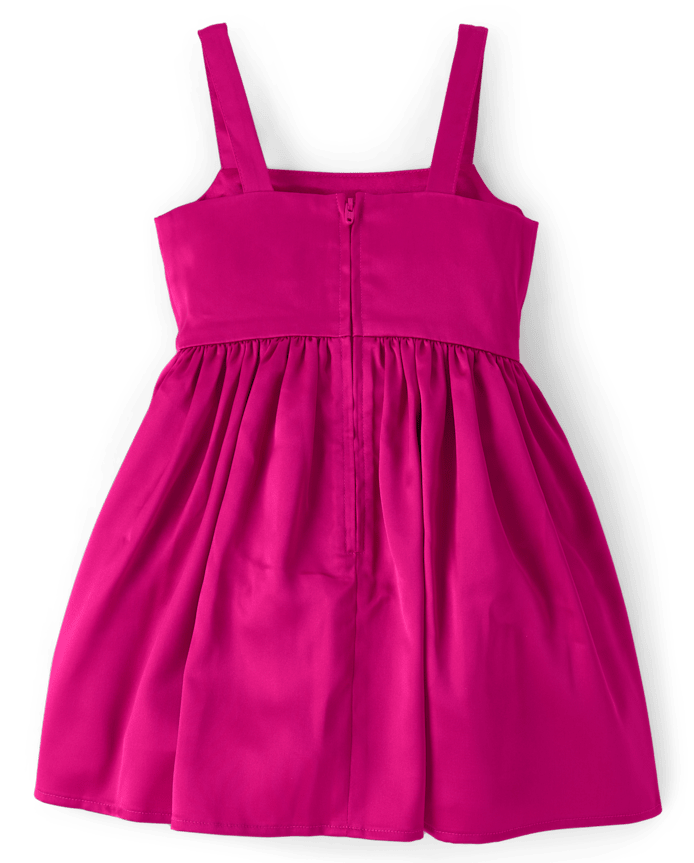 Robe évasée et ajustée en satin avec nœud surdimensionné pour fille