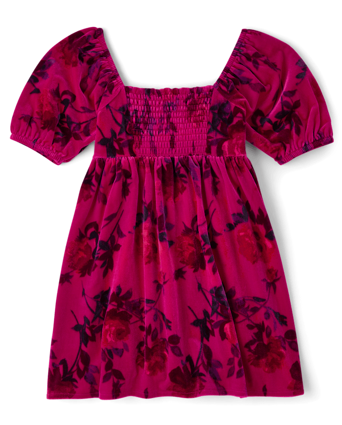 Girls Floral Velour Corset Dress