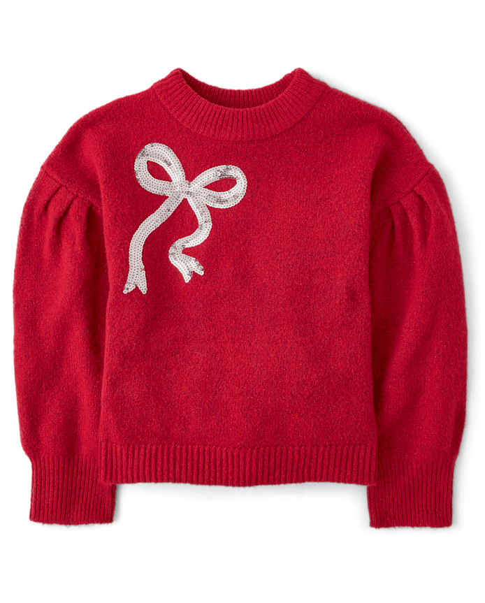 Girls Sequin Bow Sweater