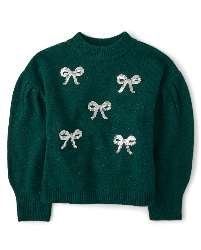Girls Sequin Bow Sweater