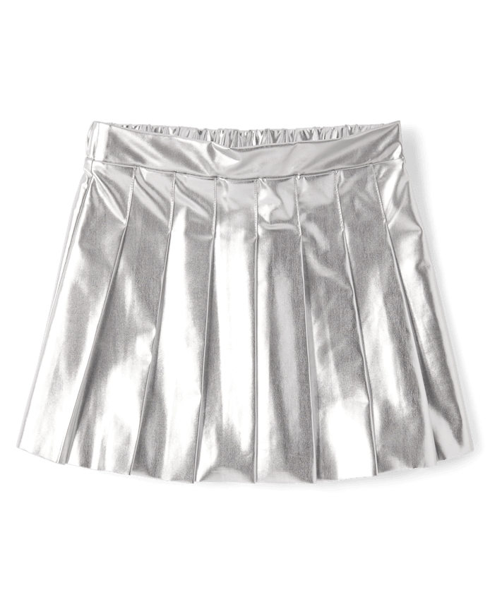 Girls Metallic Pleated Skirt