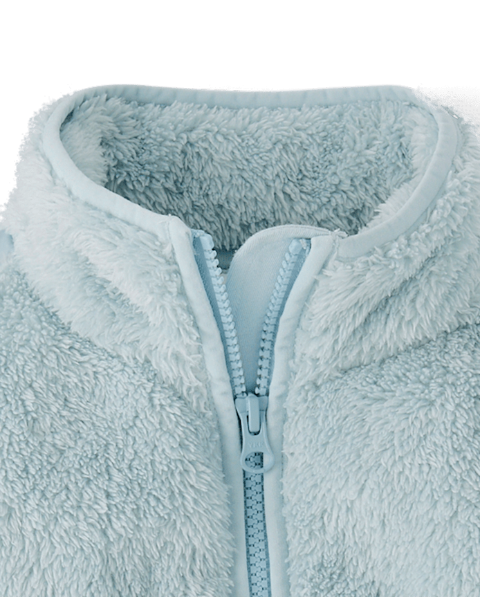 Pull demi-zippé en sherpa pour fille