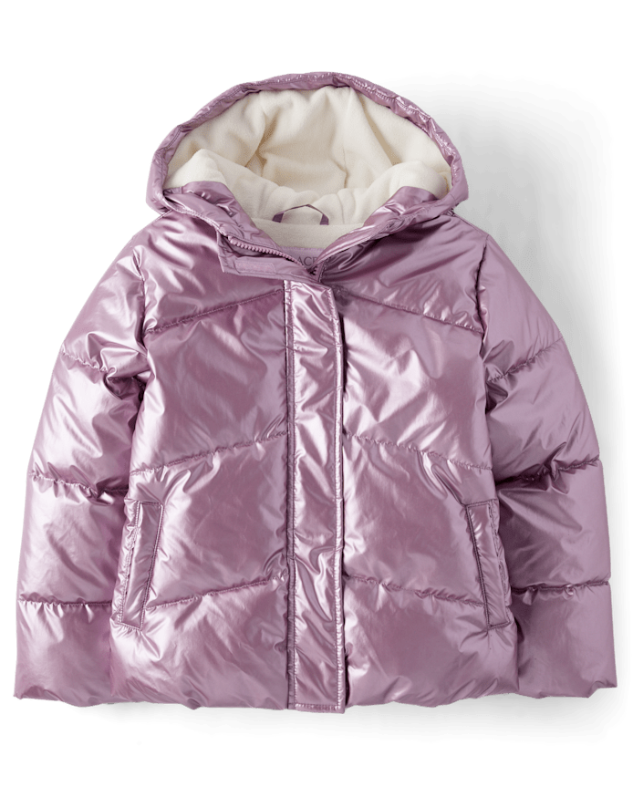 Girls Pearlescent Midweight Microfleece Lined Puffer Jacket
