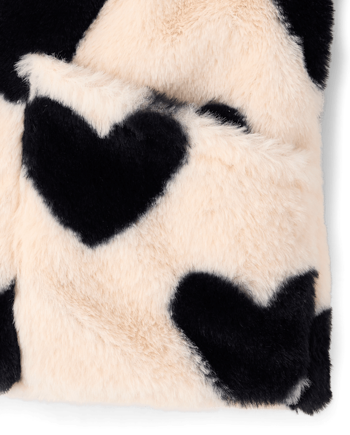 Girls Heart Faux Fur Coat