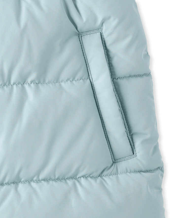 Girls Heavyweight Faux Fur Lined Mid Length Puffer Jacket