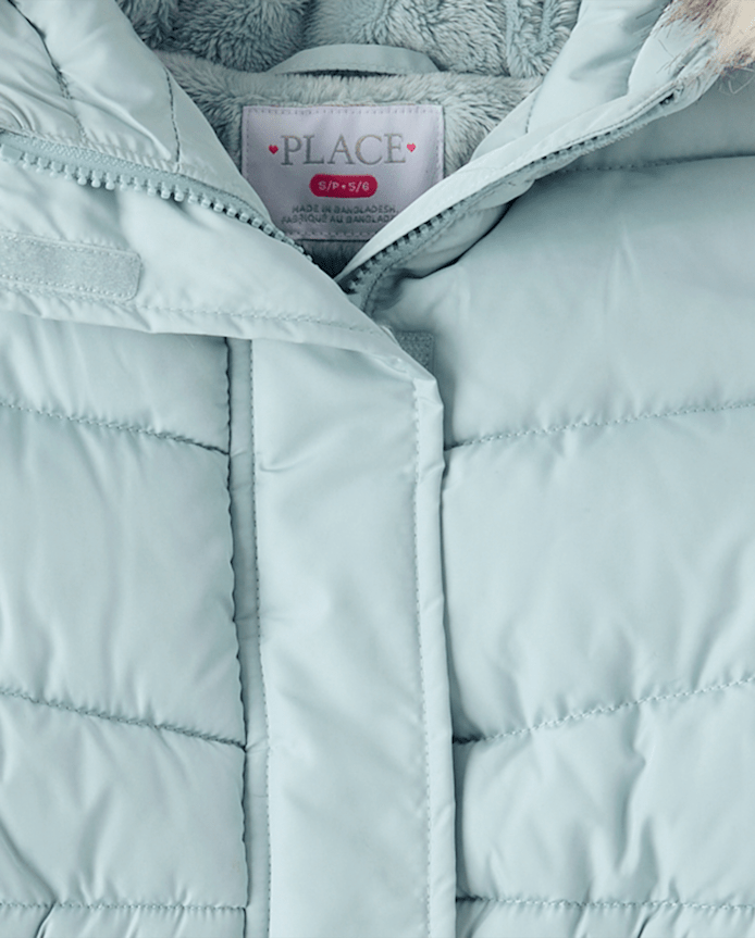 Girls Heavyweight Faux Fur Lined Mid Length Puffer Jacket