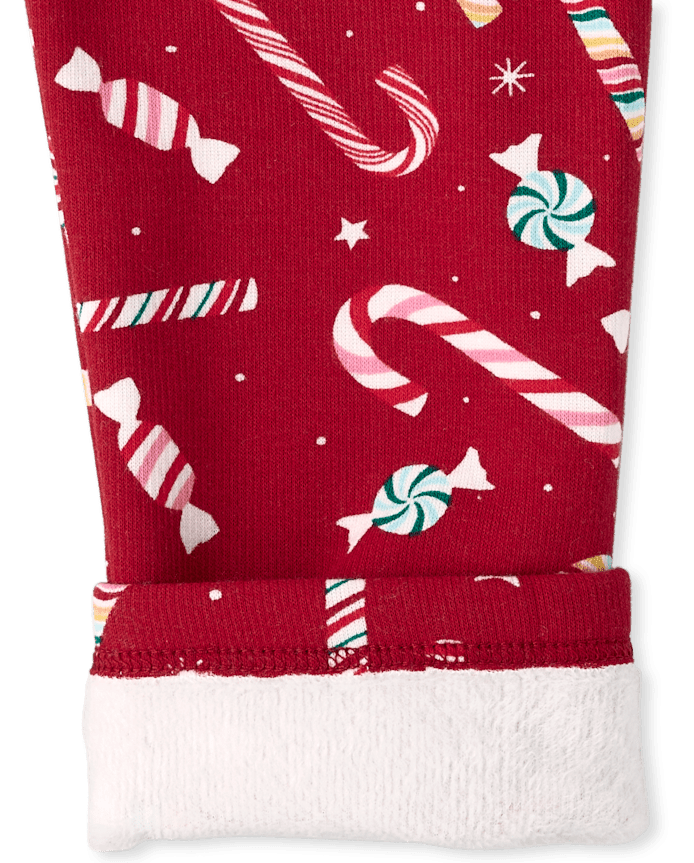 Girls Candy Cane Winter Warm Leggings