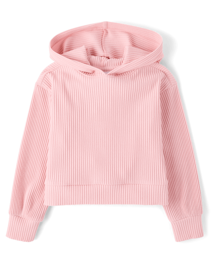 Sweat à capuche côtelé en peluche pour fille