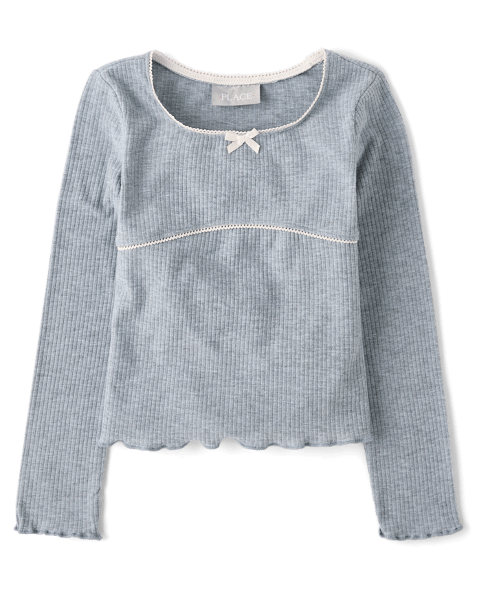 Girls Ribbed Lettuce Top