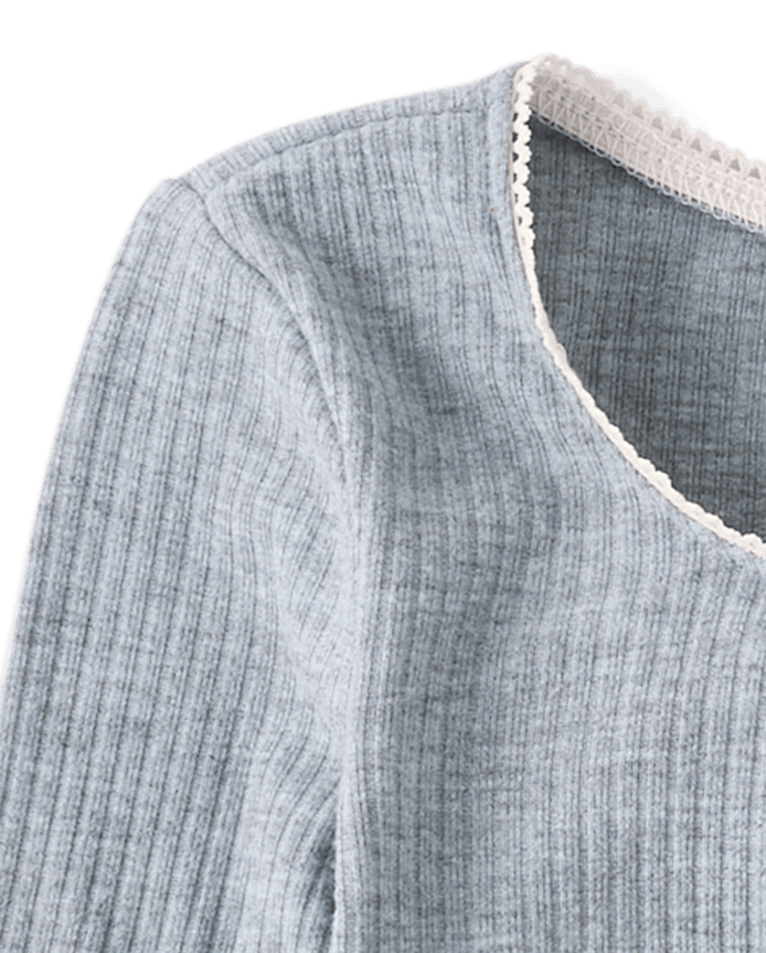 Girls Ribbed Lettuce Top