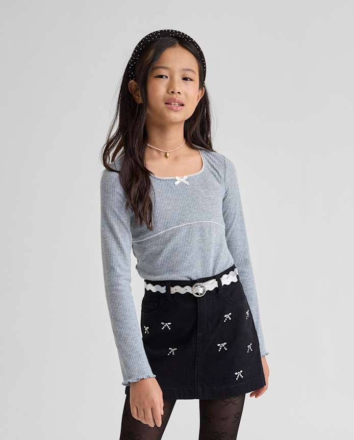 Girls Ribbed Lettuce Top