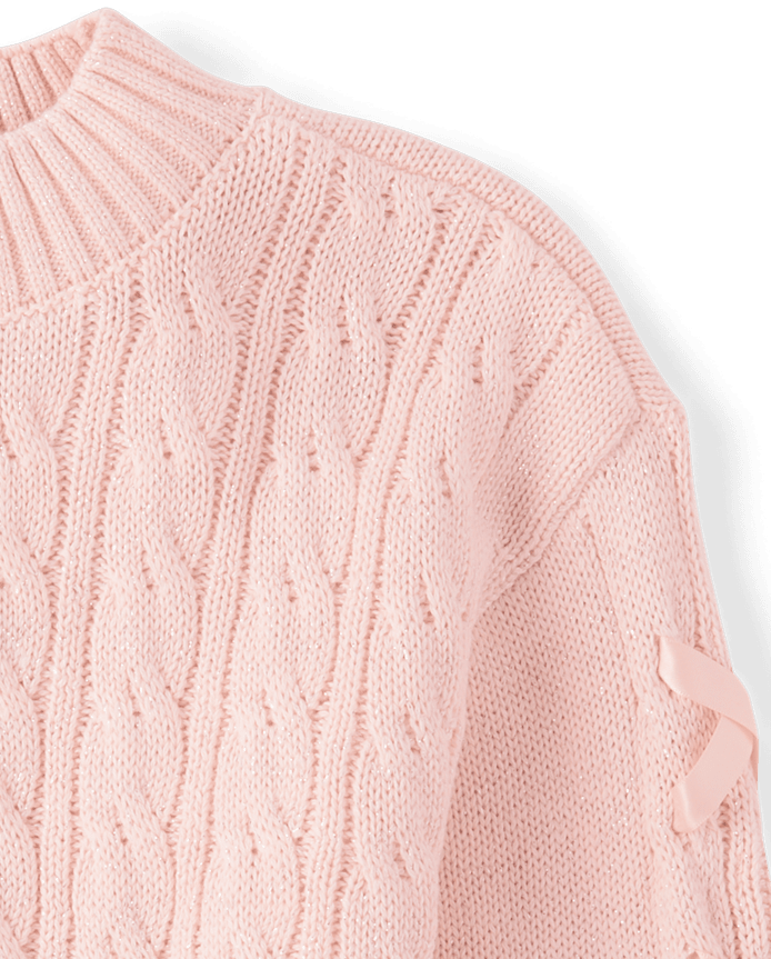 Girls Ribbon Cable Knit Sweater