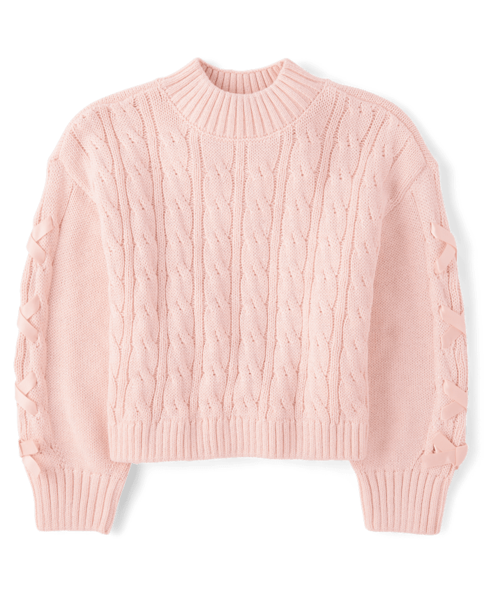 Girls Ribbon Cable Knit Sweater
