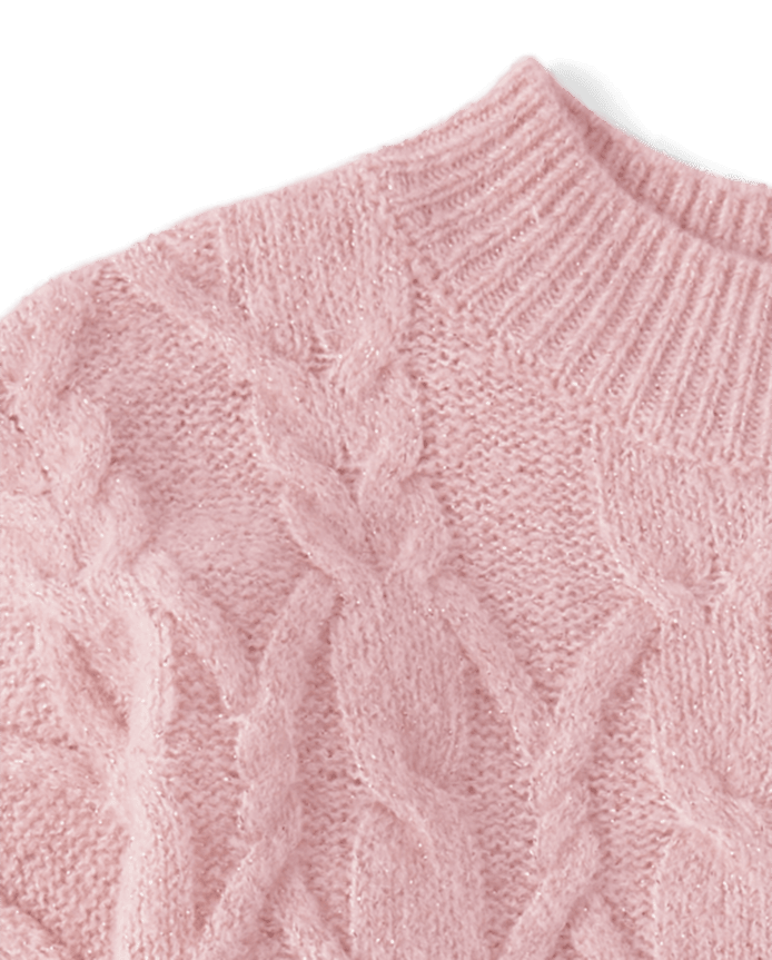 Girls Cable Knit Cropped Chunky Sweater