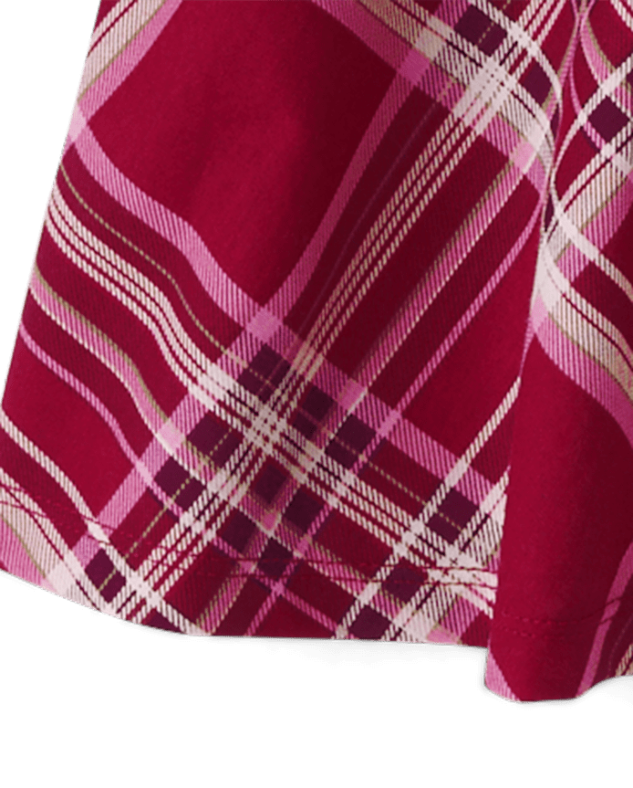 Girls Plaid V-Waist Dress