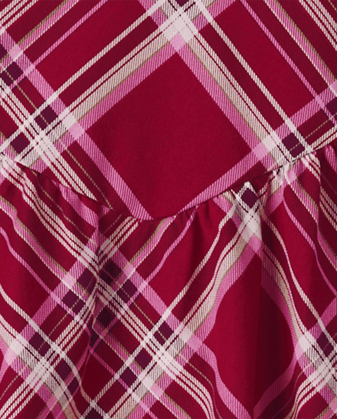 Girls Plaid V-Waist Dress
