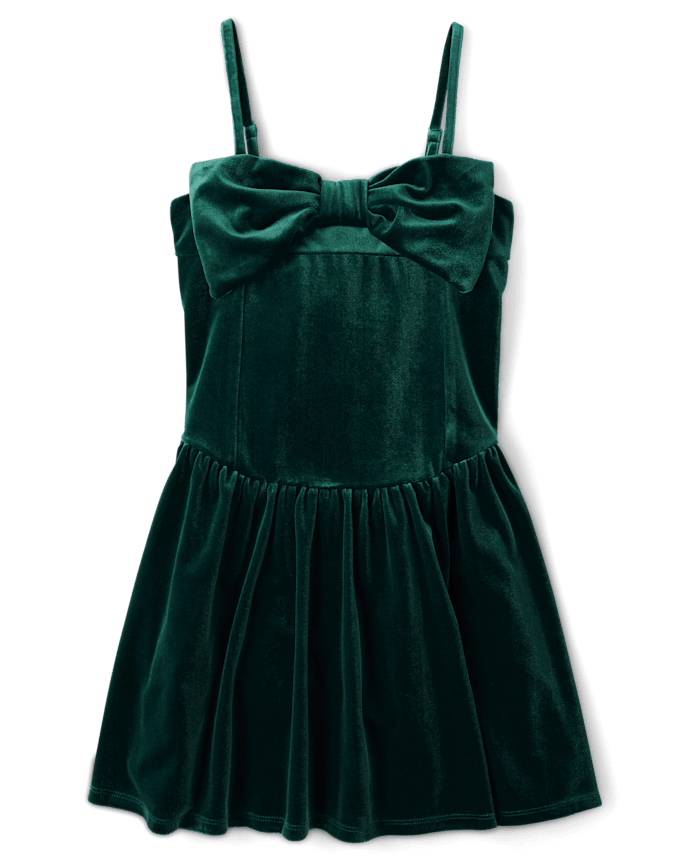 Tween Girls Bow Velour Dress
