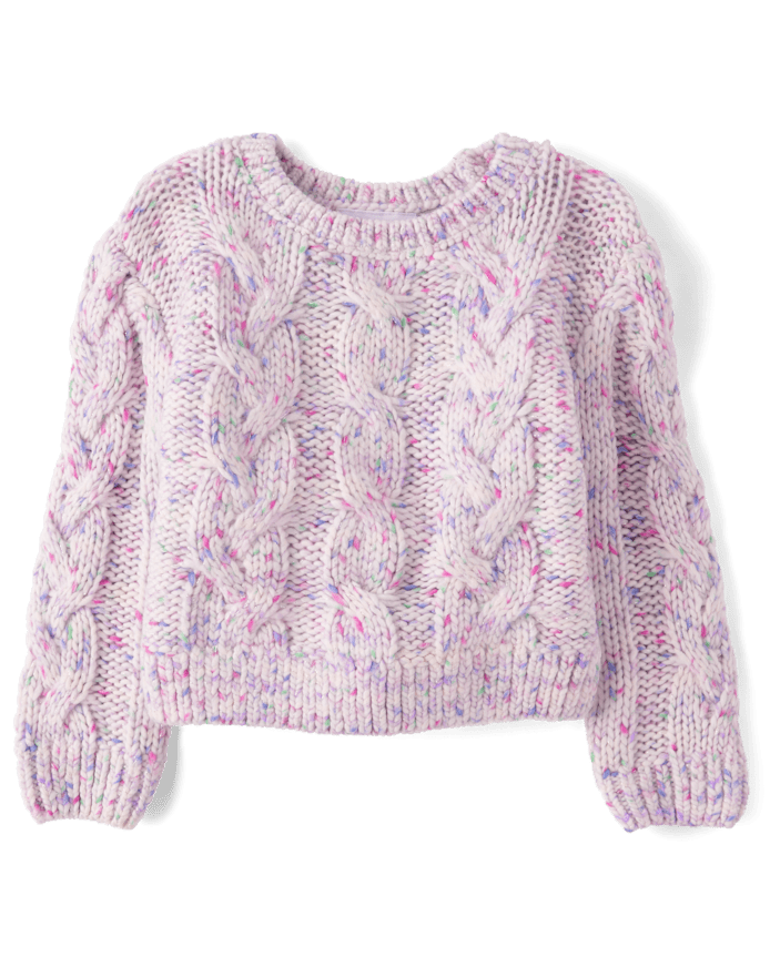 Toddler Girls Rainbow Cable Knit Sweater