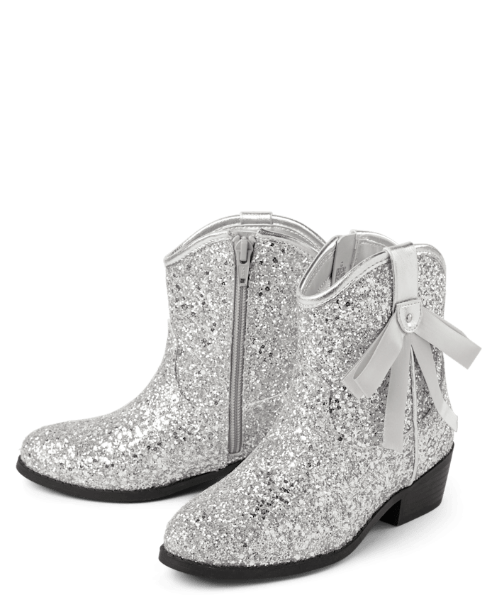 Girls Glitter Bow Cowgirl Booties