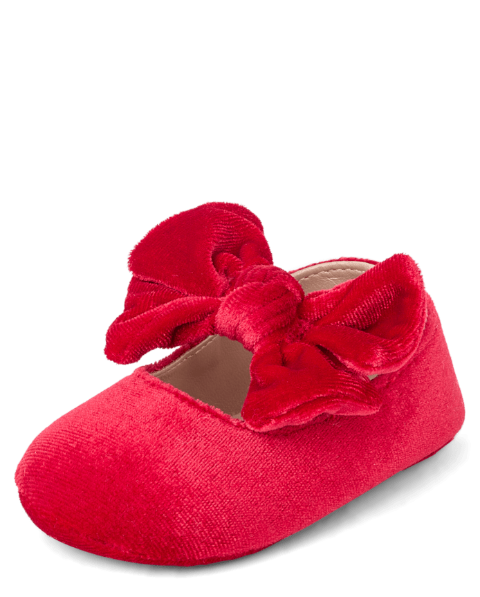 Baby Girls Bow Velvet Ballet Flats