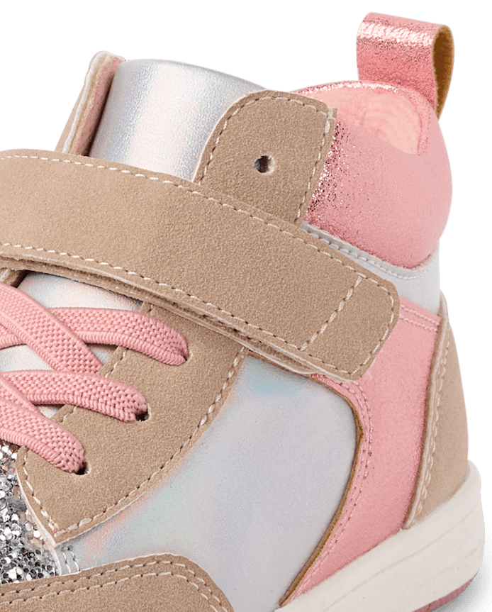 Toddler Girls Iridescent Colorblock High Top Sneakers