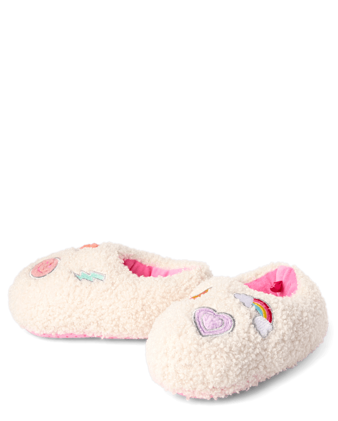 Toddler Girls Embroidered Icon Slippers