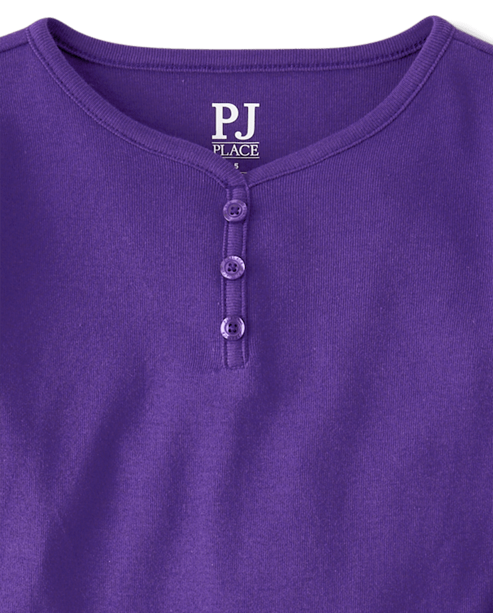 Girls Plaid Snug Fit Cotton Henley Pajamas