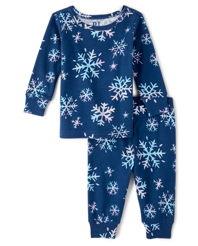 Baby And Toddler Girls Snowflake Snug Fit Cotton Pajamas