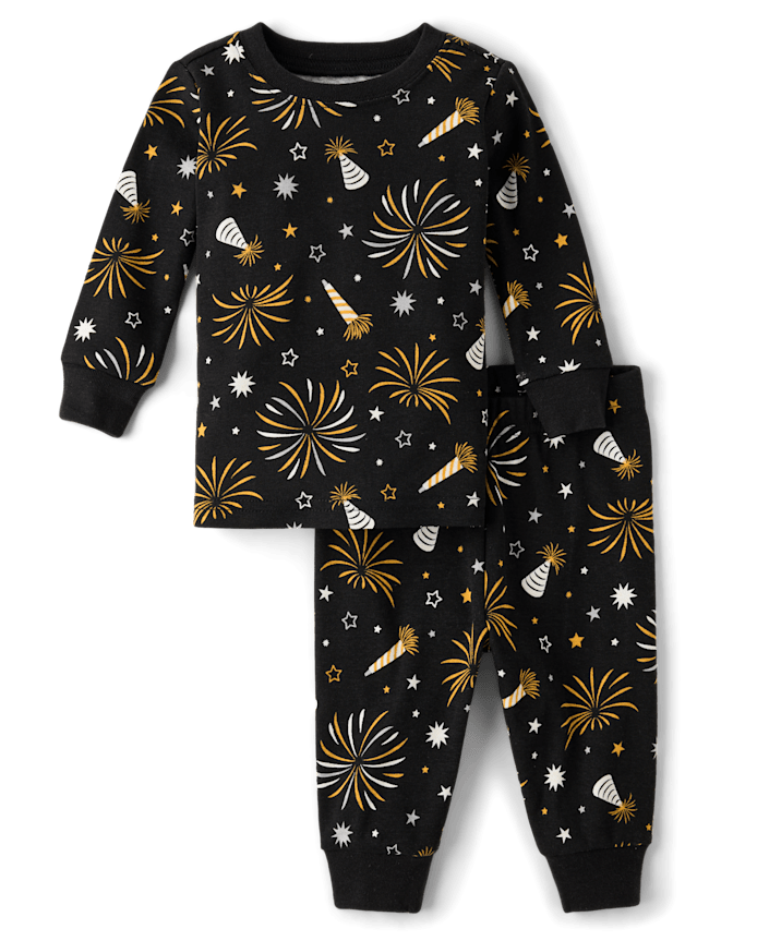 Baby And Toddler Matching Family Glow New Year Cotton Pajamas