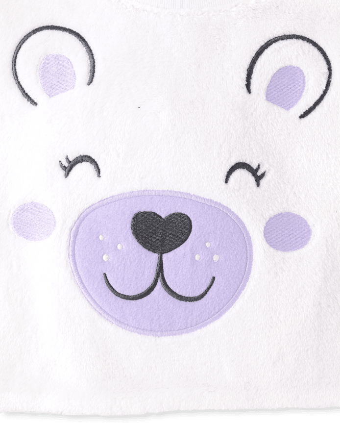 Baby And Toddler Girls Embroidered Polar Bear Pajamas - Cozy Fleece