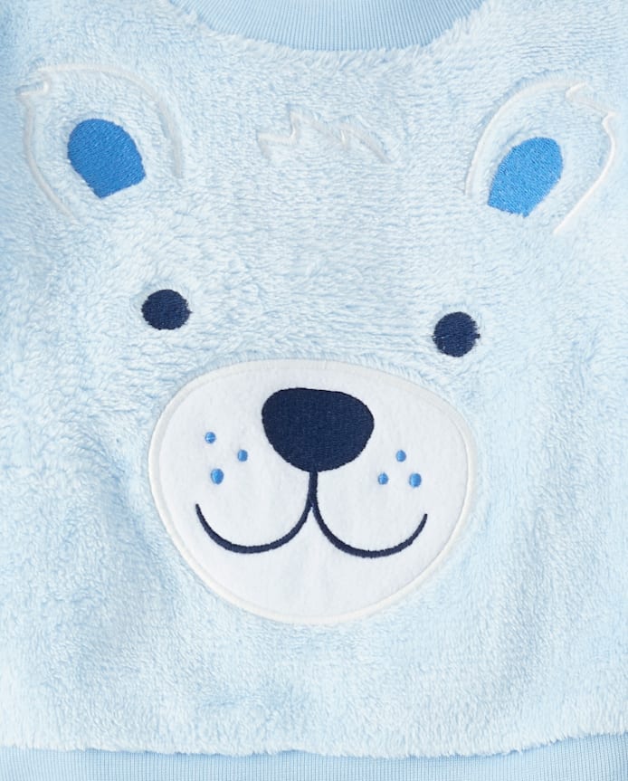 Pyjama ours Polaire brodé pour bébés et petits garçons - douce