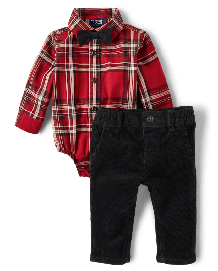 Baby Boys Matching Family Plaid 2-Piece Outfit Set