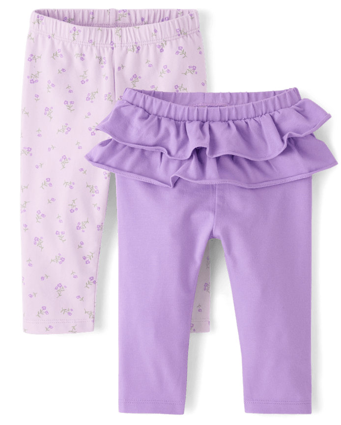 Baby Girls Floral Ruffle Leggings 2-Pack