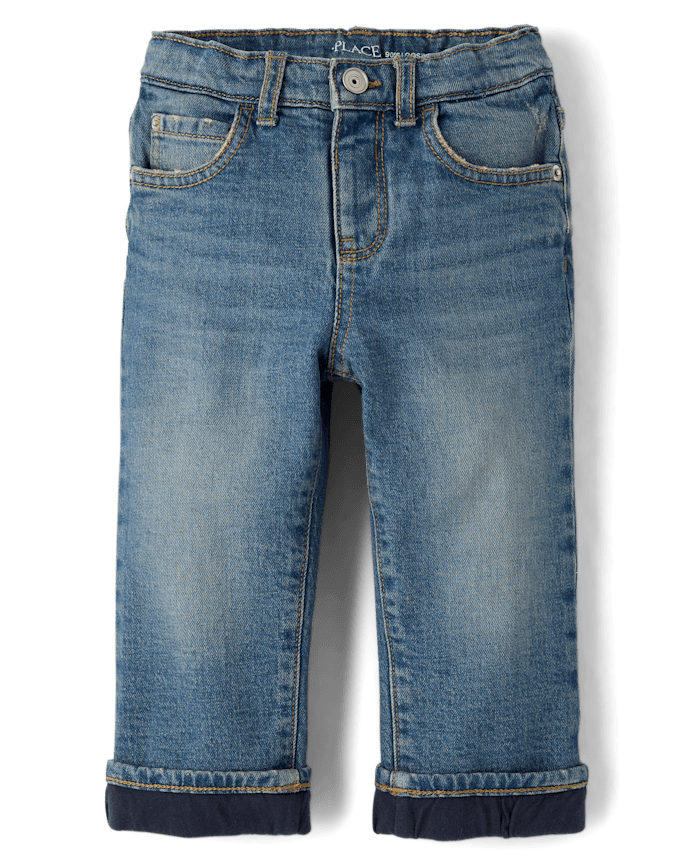 Baby And Toddler Boys Lined Roll Cuff 90s Loose Jeans