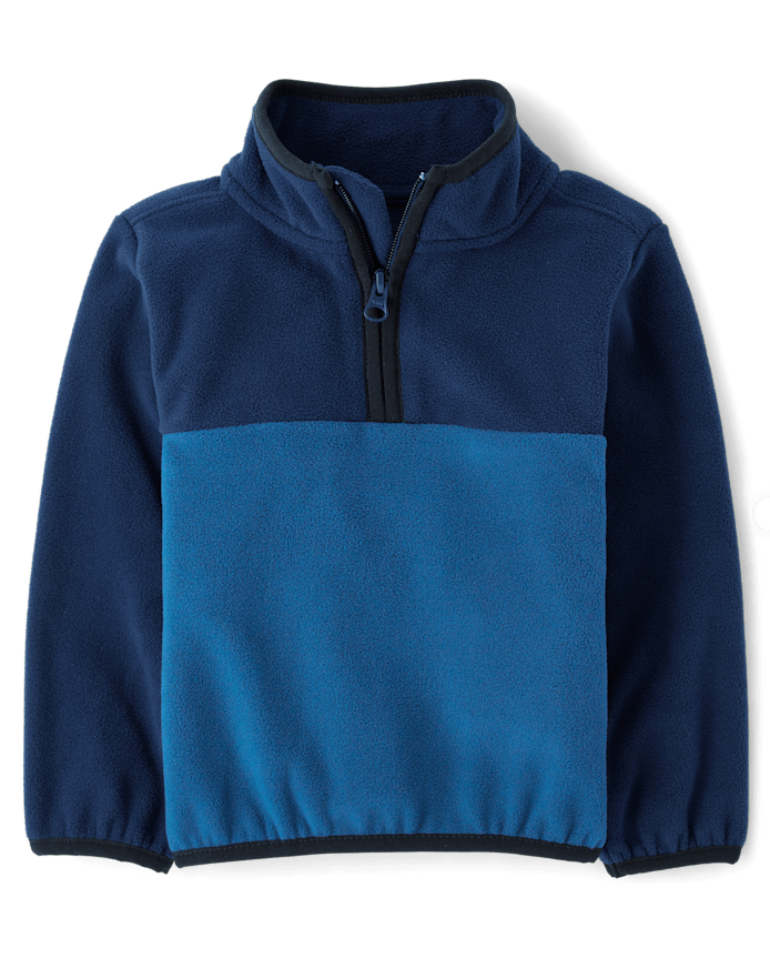 Pull demi-zippé en micropolaire colorblock pour tout-petit