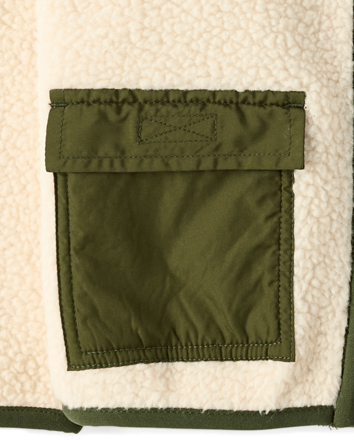 Baby And Toddler Contrast Sherpa Utility Zip Up Jacket