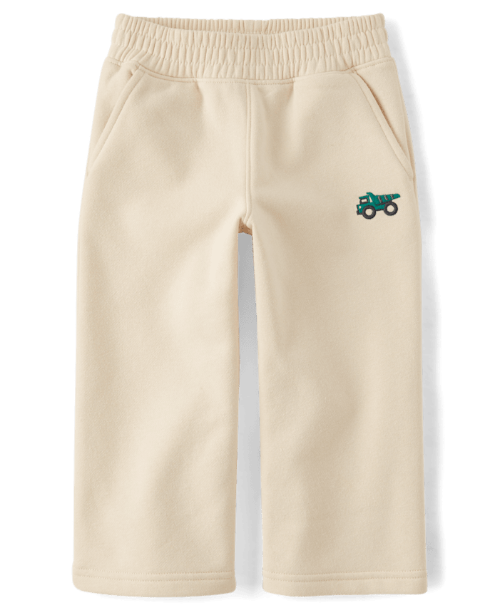 Baby And Toddler Boys Embroidered Premium Fleece Wide Leg Sweatpants
