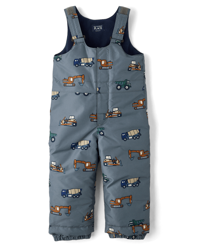 Toddler Boys Construction Vehicle Snow Overalls