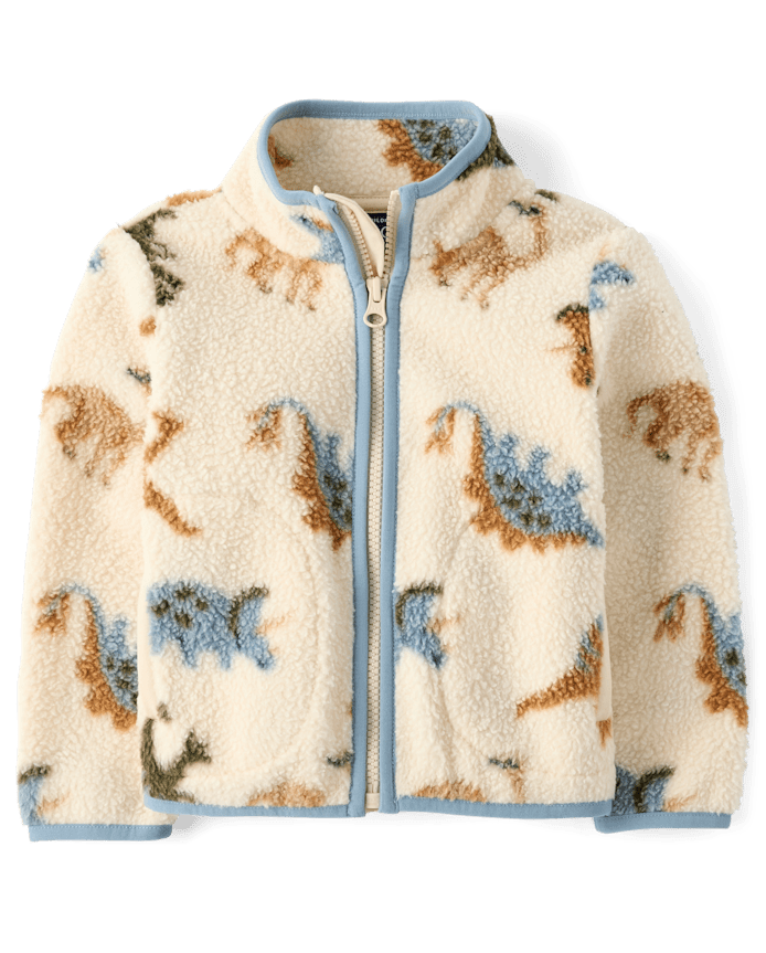 Baby And Toddler Boys Dino Sherpa Zip Up Jacket