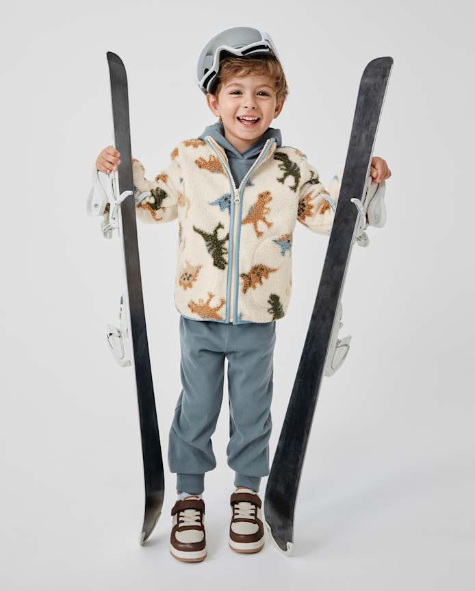 Baby And Toddler Boys Dino Sherpa Zip Up Jacket