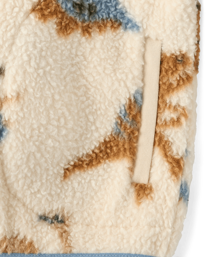 Veste zippée Dino Sherpa pour bébé et tout-petit garçon