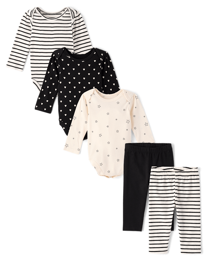Baby Girls Striped 5-Piece Playwear Set