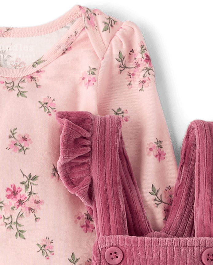Baby Girls Floral Overalls 2-Piece Playwear Set