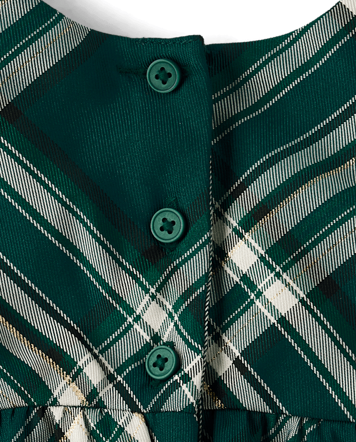 Baby Girls Matching Family Bow Plaid Satin Fit And Flare Dress